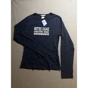 Notre Dame Fighting Irish Shirt Womens Large Blue Long‎ Sleeve Made In USA.